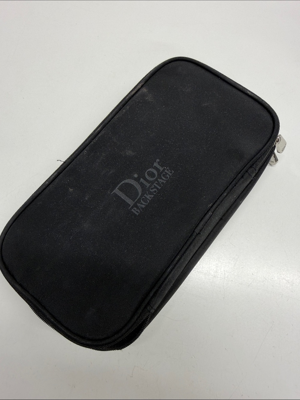 Dior Backstage Makeup Beauty Bag Travel Cosmetic Brushes Zip Around Black Silver